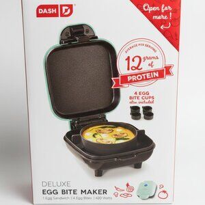Dash Egg Bite Maker with Silicone Molds Aqua 4-Bite NEW